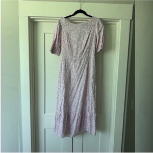 Who What Wear Lavender Floral Long Sleeve linen Dress